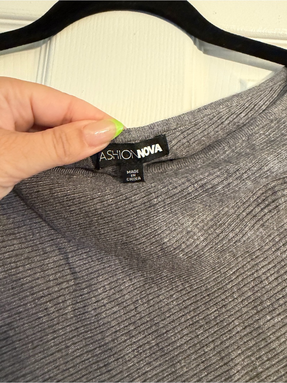 Fashion Nova Gray Off-the-Shoulder Asymmetrical Sweater - Picture 2 of 2